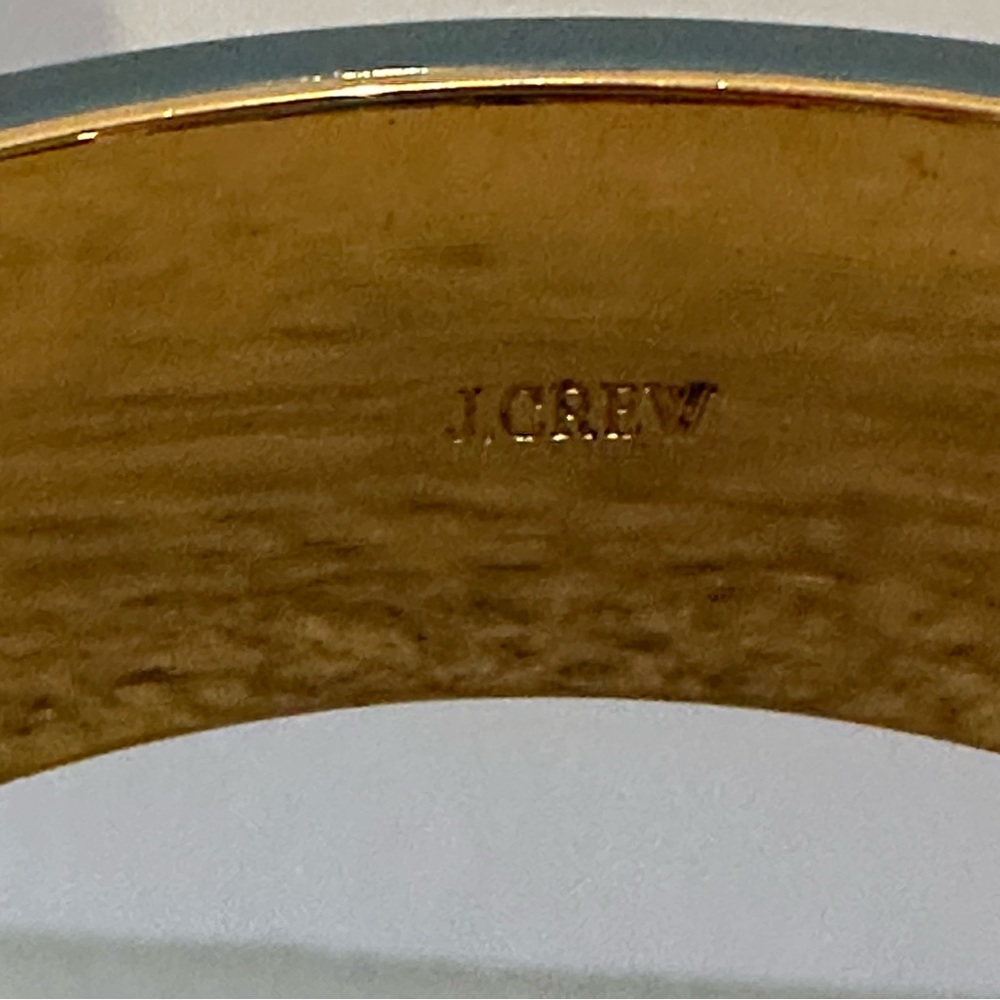 NWT J. Crew Bangle Bracelet- gold tone interior, faux tortoise & blue acrylic - Picture 12 of 14